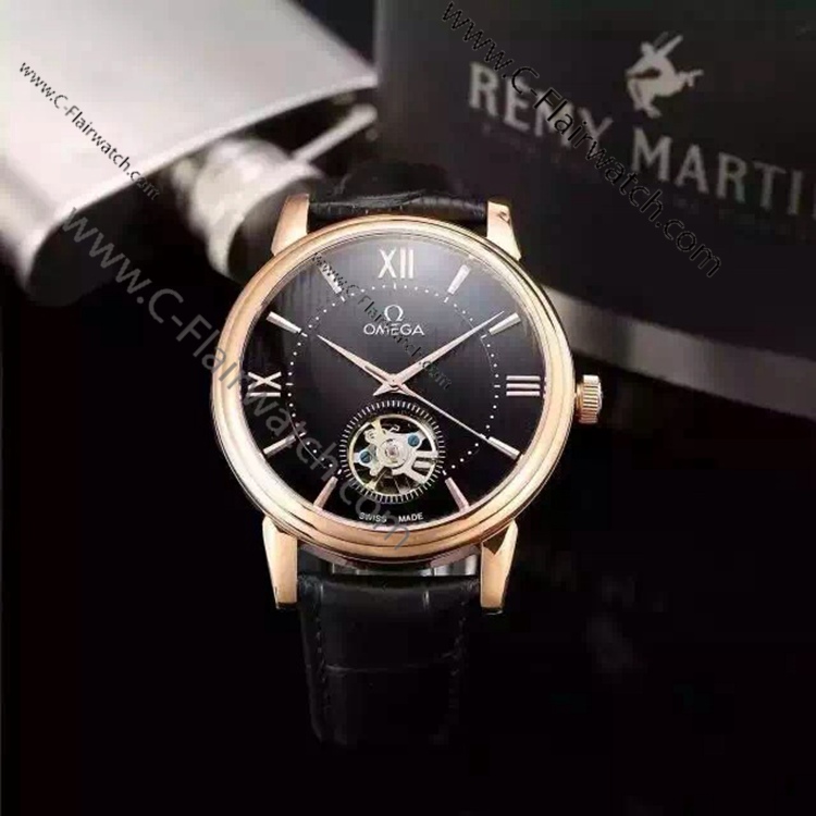 Replica Omega Toubillon Mens Leather AAA Watches Online